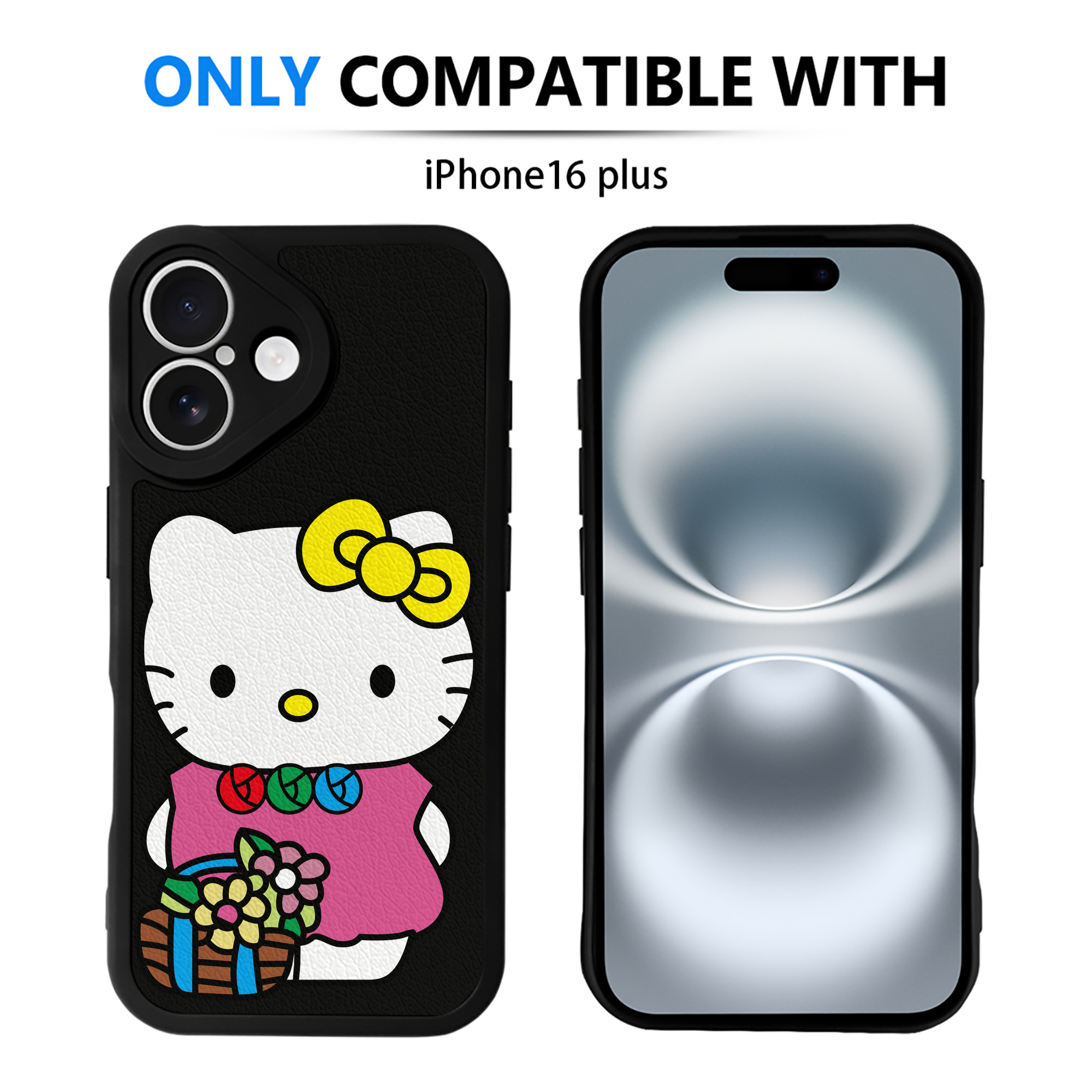 （画像用） Hello Kitty ハローキティ 【iPhone 16シリーズ対応】シリコンスマホケース（レザー調） 材質：シリコン